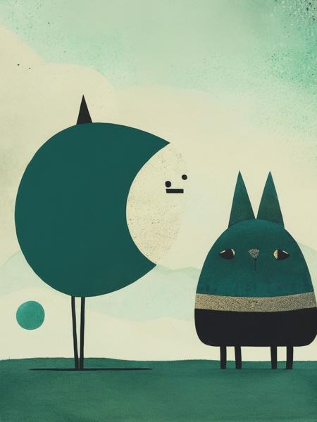 <lyco:TracieGrimwood:1.0> a character by jon klassen add teal colour