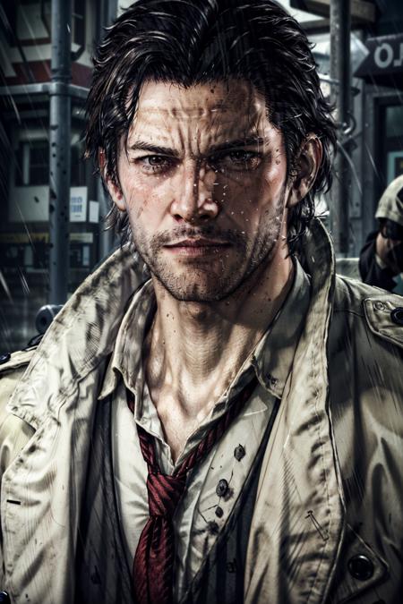 (masterpiece, best quality)
SebastianEvilWithin, solo, looking at viewer, shirt, black hair, 1boy, closed mouth, jacket, white shirt, upper body, male focus, necktie, collared shirt, uniform, wet, military, military uniform, facial hair, portrait, beard, rain, serious, realistic, stubble, wet hair, manly
<lora:epi_noiseoffset2:1>,  <lora:add_detail:0.5>,  <lora:SebastianEvilWithin:0.8>