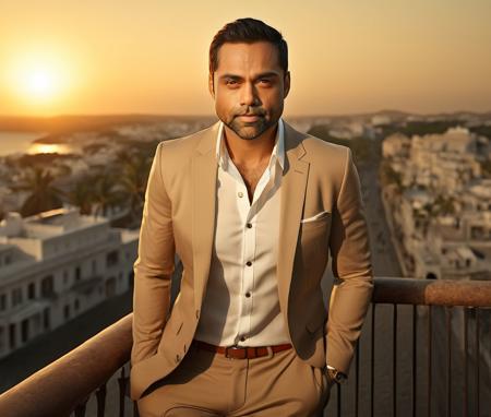 Nautical-themed (Photo:1.3) of (Ultrarealistic:1.3) <lora:Man_Men_FFashion:1> sacha dhawan a man <lora:Abhay-Deol_Sacha-Dhawan:1> in a tan suit standing on a balcony, sun behind him, inspired by Pablo Munoz Gomez, shot at golden hour, editorial photograph, midshot of a hunky, by Roman Bezpalkiv, by Artur Tarnowski, maxim sukharev, by Gabor Szikszai,Highly Detailed,(Mono Color:1.3) . Sea, ocean, ships, maritime, beach, marine life, highly detailed