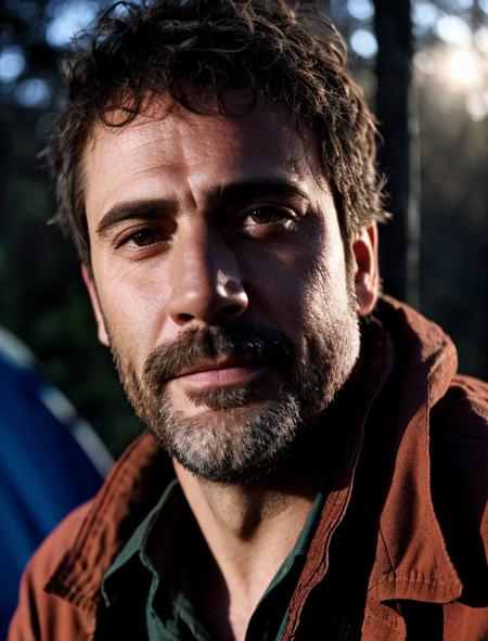 facial portrait, man in camping clothes, post-apocalyptic, dramatic light <lora:lowra_v10:0.6>  <lora:Jeffrey Dean Morgan:0.8>