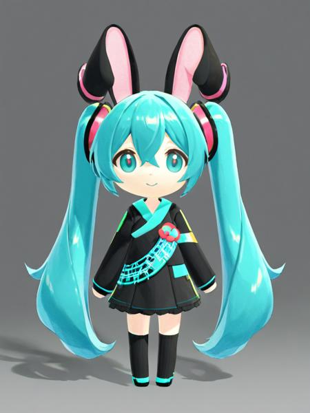 <lora:dongsendongwu:1>,solo,animal ears,miku