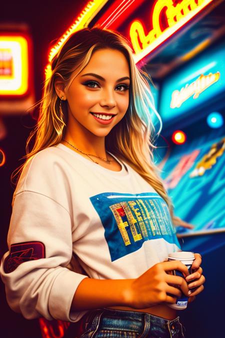 ((wide angle)) ((movie poster)), ((wearing casual grunge clothes)) ((at an arcade)), ((looking at camera)), big smile, JordynJones  <lora:JordynJones:0.6>, Detailed, Detailed pretty face, Sharp Focus, (Detailed and intricate), Leica 35mm F2.8, Fuji Superia Reala 100