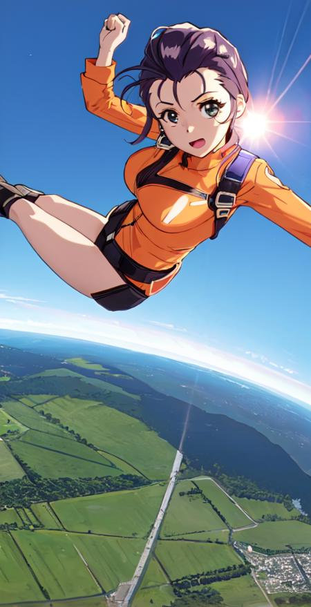 MR, 1girl, solo, falling toward viewer, sky diving, sunny, perfect quality, good quality, masterpiece, HDR, UHD <lora:Megumi Reinard:0.7>