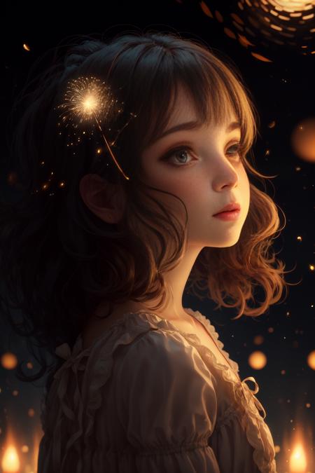 1girl,aerial fireworks, astronaut, aurora, milk way, festival,   close up portrait, Fisheyes, masterpieces, top quality, best quality, official art, beautiful and aesthetic, animation, 8k raw,
 <lora:lovestar:0.8>