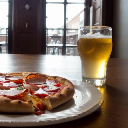 Photograph of a pizza with cheese and pepperoni slices and a glass of soda <lora:ReaPhoLoRA-10:1>, (good composition), (in frame), centered, 8k, 4k, detailed, attractive, beautiful, impressive, photorealistic, realistic, cinematic composition, volumetric lighting, high-resolution, vivid, detailed, stunning, professional, lifelike, crisp, flawless, DSLR, 4k, 8k, 16k, 1024, 2048, 4096, detailed, sharp, best quality, high quality, highres, absurdres