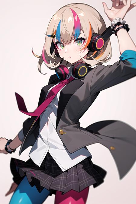 elizabeth (wacca) multicolored clothes, necktie, jacket, plaid skirt, pantyhose