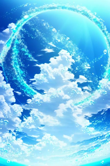 blue dream, scenery, sky, cloud, blue sky, ocean, no humans, bubble