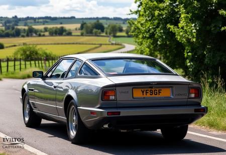 yfg-sde Side view of Aston Martin Virage Shooting Brake 1992 on the road in a picturesque spot in the North Yorkshire countryside.