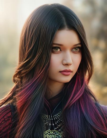 (realistic RAW portrait) beautiful afra_saracoglu, intricate colorful hair with , sunlight, beautiful lighting, vibrant lighting, intricate, highly detailed, elegant, smooth, by Ruan Jia and Artgerm and Anton Fadeev,(high detailed skin:1.2),Canon EOS 250D,
<lora:afra4ep:1.2>  <lora:add_detail:0.5>,