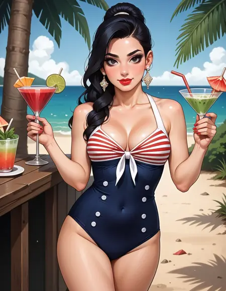 Vintage Striped Swimsuits (Memorial Day, USA) 2024