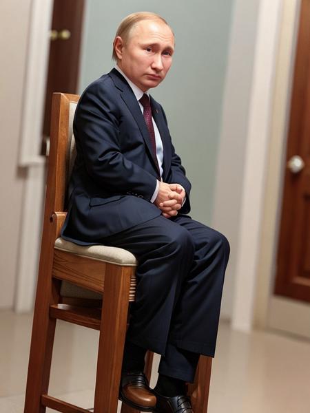 putin is sitting in a nice chair