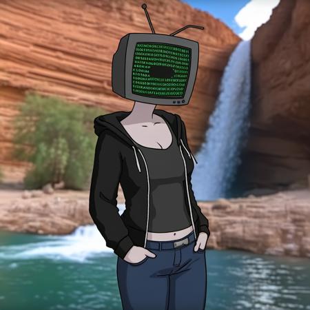 (codebullet:1.2), hoodie, 
(big ass:1.2),  (big boobs:1.2), female,
standing in front of a waterfall, 
realistic,
 <lora:CodebulletXLv2-000008:0.8>