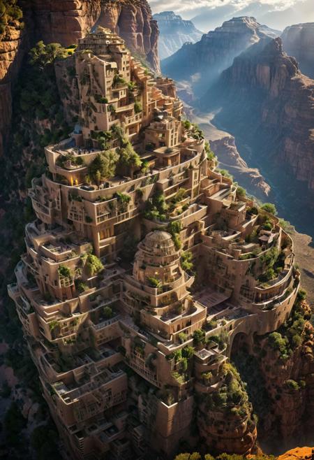 (The colonial city of the future, in the mist-filled Grand Canyon, on an unknown Earth-like planet, 2 moon on sky, Spaceship flight connects colonies, waterfulls:1.3), (Machu Picchu, a mountain settlement, incredibly spectacular:1.2), (Mario Botta:1.3), (avant-garde, future, reality, science fiction, photorealistic), (modern architecture:1.2), 
(Large Files, Ultra Realistic, 8K, 16k, FHD, HD, VFX, Perfect, Photography, composition, Architecture Sales Photography, Architecture Competition, Ultra High Resolution, Cinematography, High Resolution Image:1.1), (dramatic lighting, direct sunlight, ray tracing, clear shadow:1.2),  (real landscape:1.1), (blurred background:1.0), (urban background, more_details) ,
ac_neg1, great lighting, clear, hillscastel, extrusionbuilding, vertical