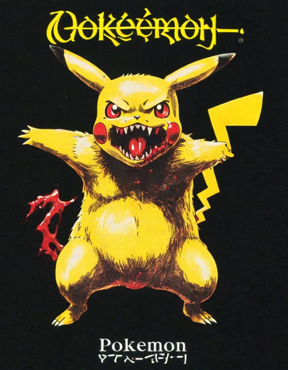 Angry looking Pokemon with blood dripping from its mouth.