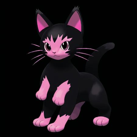 pokemon, Black Background, solo, masterpiece, high quality, best quality, high-definition, ultra-detailed, Pink Cat