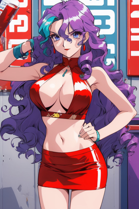 OkadaNatsuki_animahjong_x, red outfit, cleavage