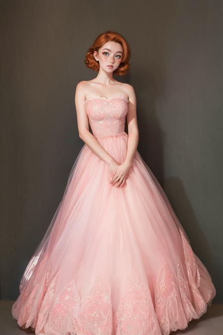 p1nkt1ps, long pink dress, strapless,