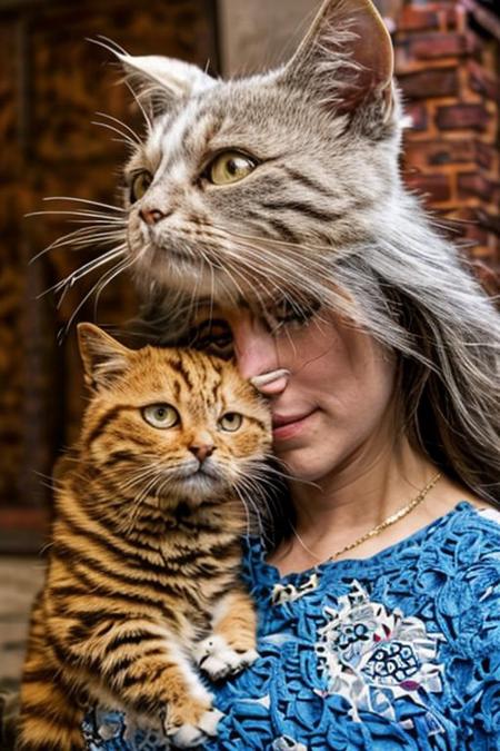 a woman's head, on a cat's body,