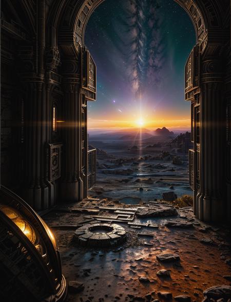 outer space, alien ruins, ((epic scene)), discovery, sunset, 24mm, 4k textures, soft cinematic light, adobe lightroom, photolab, hdr, intricate, elegant, highly detailed, sharp focus, ((((cinematic look)))), soothing tones, insane details, intricate details, hyperdetailed, low contrast, soft cinematic light, exposure blend, hdr, faded, <lora:more_details:.8>, <lora:wowifierV3:.8>