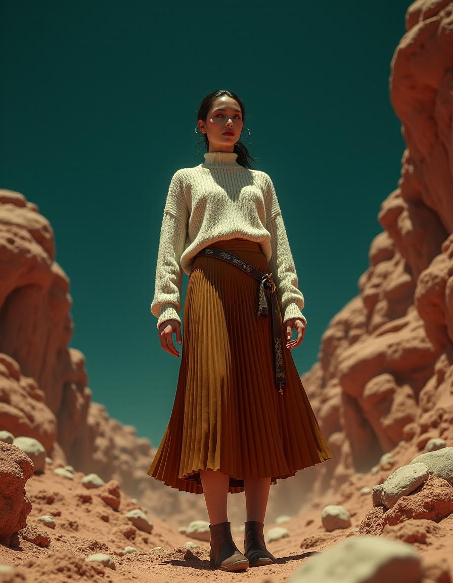 ([Deckard Cain:Red Dead Redemption:4]:1.2) , wearing Glam Pleated midi skirt and sweater, Olive trimmings, Coral reef background, space, Neo-Dadaism Art, Depth of field 270mm, perfect skin, 4K, pure, perfect composition, highly complex, perfect symmetry, polished, cinematic perfect intricate stunning fine detail