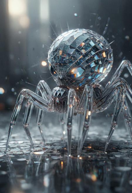 Movie Still, Film Still, Cinematic, Cinematic Shot, Cinematic Lighting,  NEG-fixl-2, detailxl, novuschroma79 style, ral-crztlgls, glitch art photoVisually stunning, hyperrealistic macro award-winning photo, broken glas,masterpiece)), ((best quality)), magic, fantasy, ((((spider))) on a leaf, dreaming, fantasy, cinematic, dynamic, ultra-realistic 4K, film-level texture, hand-painted details, epic, intricate, detailedxl, glitch art photo in three-quarter view style, masterpiece, award winning