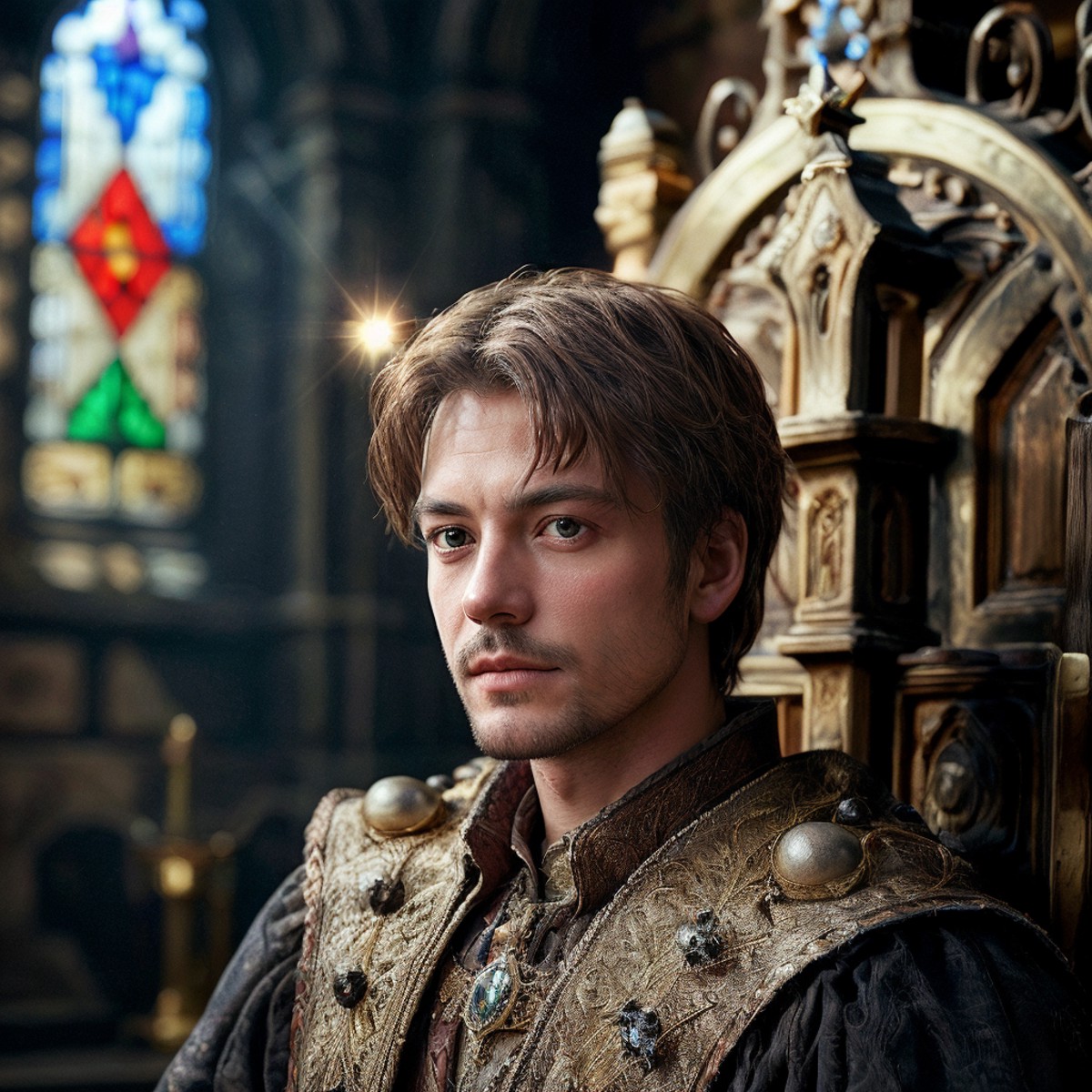highly detailed horro photo of (rpgroyalty:1.0) in a medieval throne room,

jewelry, crown, manly, facial hair,
walking th...