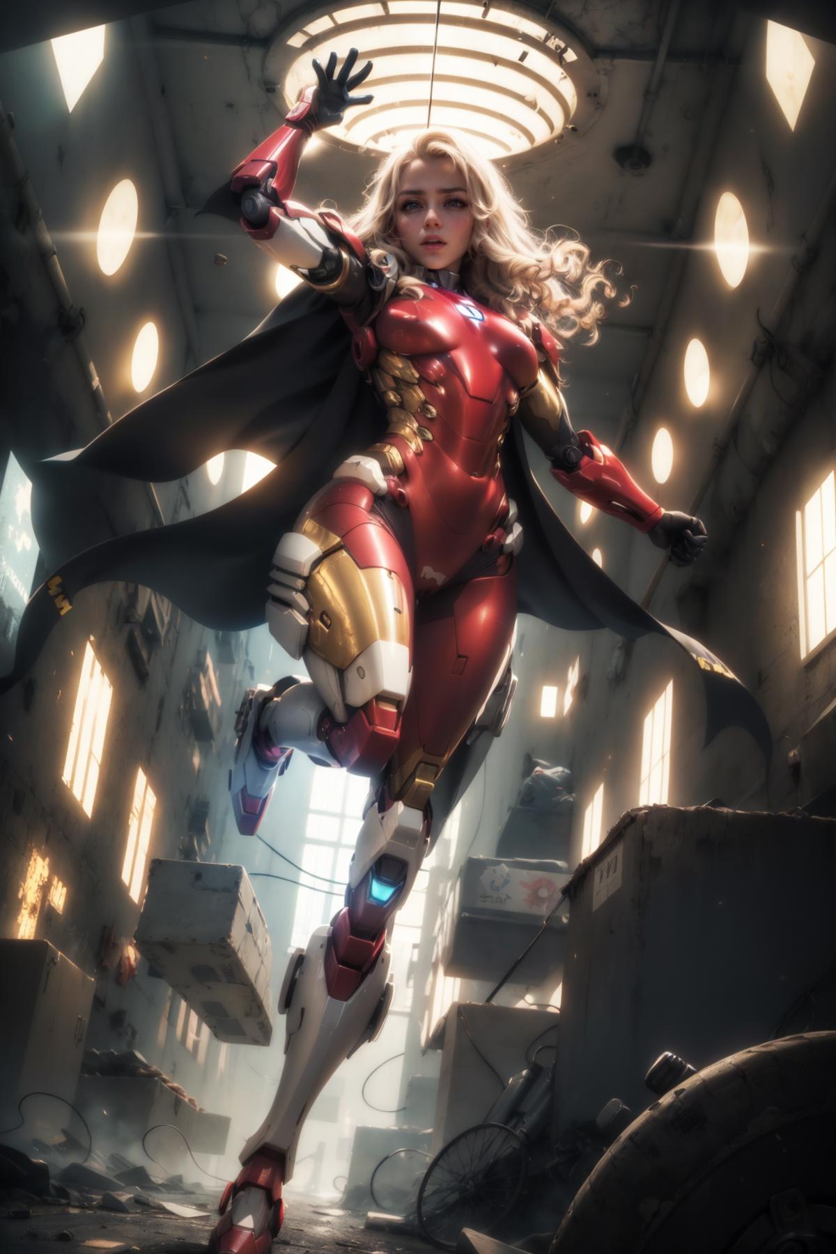 A Comic Book Art of Iron Man's Superheroine in Action.
