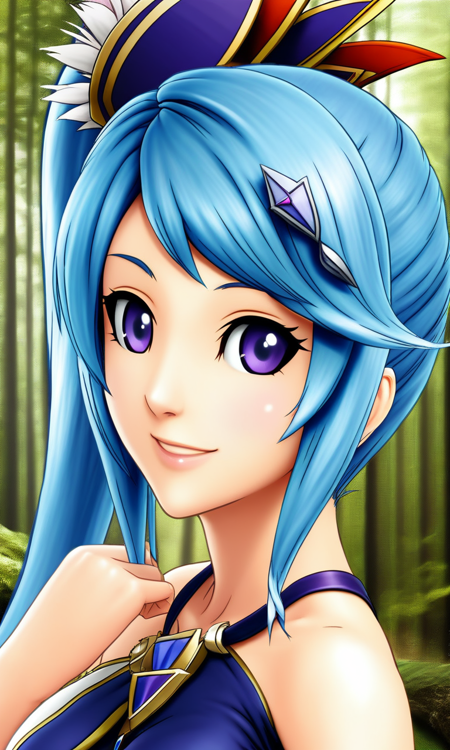 Lana (Hyrule Warriors), blue hair, side ponytail, hair ornament