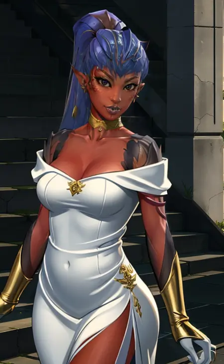 sylvari - ponytail red skin/blue hair