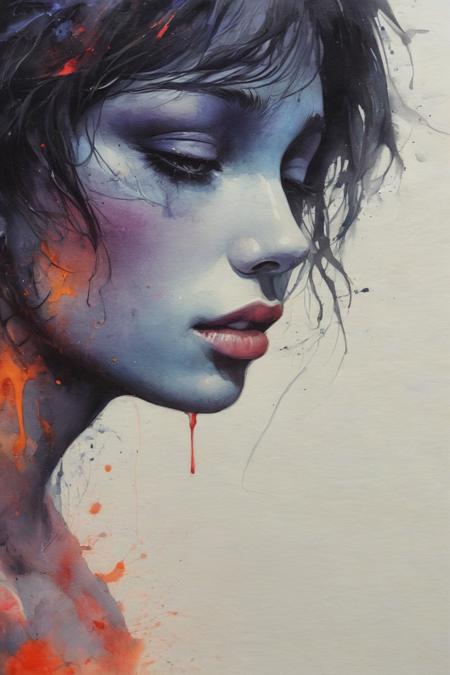 watercolor, dark, dark textured background, closeup, Conrad Roset, Brian Froud, vivid colors <lora:linquivera:1>  <lora:add-detail-xl:0.8>