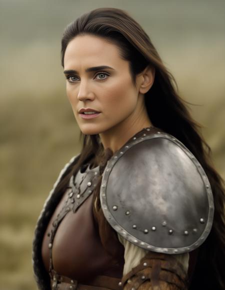 JenniferConnelly,<lora:JenniferConnellySDXL:1>,photo of a gorgeous woman), (professional photography), (scenic background), ((as a viking warrior woman)), ((close-up)), masterpiece, best quality, (eye contact), (looking at the viewer), centred, (shot from front), blurred_background, proportional