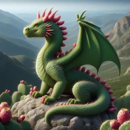 dragon in a mountain  <lora:Prickly Pear Style v1:1>, Prickly Pear Style,