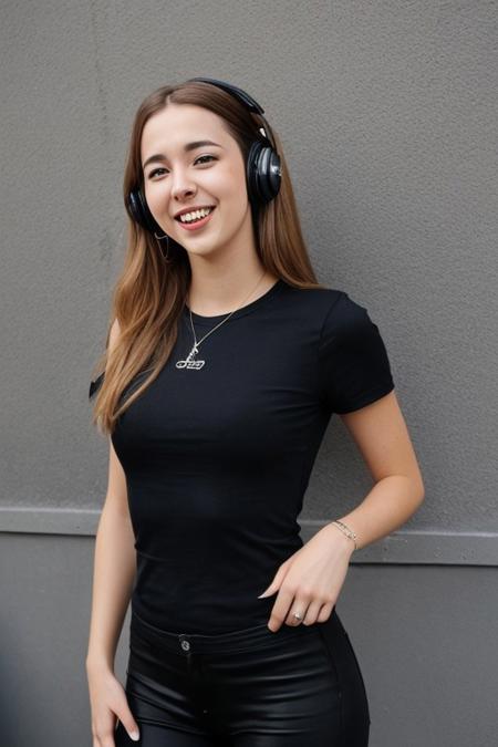 Realistic smiling sexy Finnish girl making music
risqué