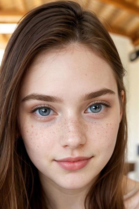 (18 years old:1.1), young and gorgeous,RAW Photograph, dslr, soft lighting, high quality, film grain, Fujifilm XT3, insane details, masterpiece, 8k, 35mm photograph, dslr, kodachrome, vignette, vintage, Kodachrome, Lomography, stained, highly detailed,  freckles, innocent, pale,  detailed skins,  (topless:1.1),  pouting, blue eyes,  pink rouge, red  hair between eyes, library, warm light, from below,perfect facial ratios, perfect facial features, full cheeks, blush on cheeks, all attention given to the face, emphasizes on the cute chubby cheeks, Soft and smooth skin texture, shiny skin, flawless complexion, shiny eyes, eyelashes, natural eyebrows, rosy lips, cute small nose, cute face shape, warm and inviting smile, natural lighting, gentle shadows, detailed hair strands, silky hair, hair on the sides framing the face, glossy highlights on the hair, rich and vibrant colors, vibrant and warm background, complementary colors to enhance the girl's features, captivating expression, engaging eyes, intricate details on eyelids and lashes, flawless complexion,realistic detailed skin, Life-like textures, minute details, every aspect of the face made clear and visible, picture fills the canvas, (shiny skin), , pale skin, crystal hair full body, high heels, solo, beautiful eyes, perfect eyes , (closed mouth:1.3), extravagant, ornate, designer, opulent, picturesque, lavish,