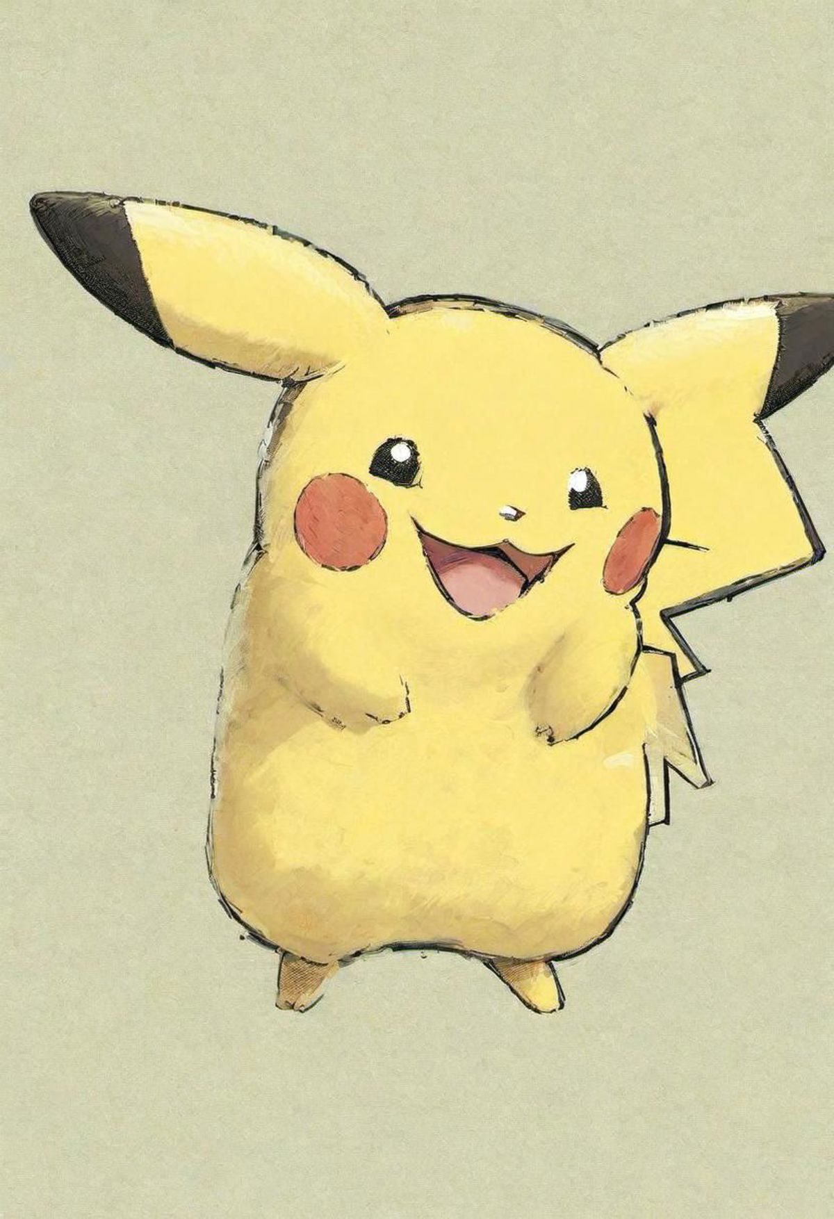 Happy Pikachu with Big Smile and Large Ears - Pokemon Cartoon Character