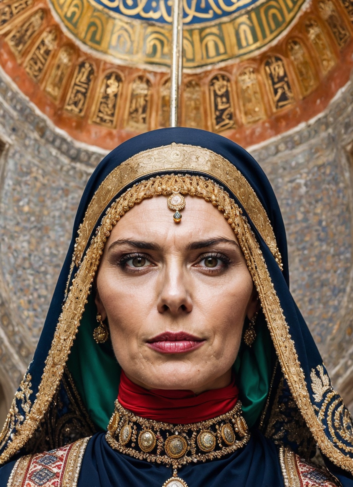 portrait of sks woman in Istanbul, at the Hagia Sophia, by Flora Borsi, style by Flora Borsi, bold, bright colours, ((Flor...