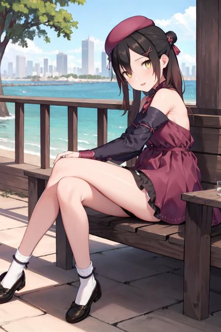 (masterpiece, best quality), 1girl, city, sunlight
<lora:joiVR_v3:0.7>, vr-joi, beret, bare shoulders, socks, shoes