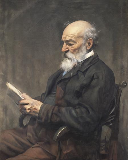 <lora:CARAVAGGIO V1:0.6>, best quality, masterpiece, realistic, (oil painting:1.1), portrait, Caravaggio, indoors, ((old man sitting)), on chair, ((solo:1.4)), dark background, reading,  <lora:epi_noiseoffset2:0.8>, looking down, eyes half closed,  <lora:add_detail:0.2>