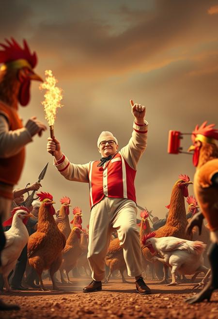 Colonel Sanders giant chicken fight