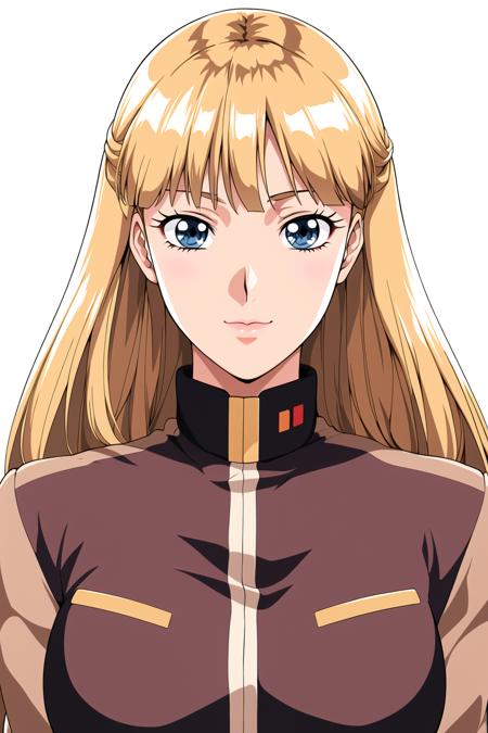 Simple Background, White Background,
Brown_ jacket,military, military uniform,long sleeves,
<lora:Lucille_Liliant_GundamX-KK77-V1:0.7>,
blonde hair ,blue eyes,long hair,bangs,
<lora:Oda_Non_Style-KK77-V2:0.3>,<lora:more_details:0.1>,
1 girl, 20yo,Young female,Beautiful Finger,Beautiful long legs,Beautiful body,Beautiful Nose,Beautiful character design, perfect eyes, perfect face,expressive eyes,perfect balance,
looking at viewer,(Focus on her face),closed mouth, (innocent_big_eyes:1.0),Light_Smile,
official art,extremely detailed CG unity 8k wallpaper, perfect lighting,Colorful, Bright_Front_face_Lighting,White skin,
(masterpiece:1.0),(best_quality:1.0), ultra high res,4K,ultra-detailed,
photography, 8K, HDR, highres, absurdres:1.2, Kodak portra 400, film grain, blurry background, bokeh:1.2, lens flare, (vibrant_color:1.2),professional photograph,
(Beautiful,large_Breasts:1.4), (beautiful_face:1.5),(narrow_waist),