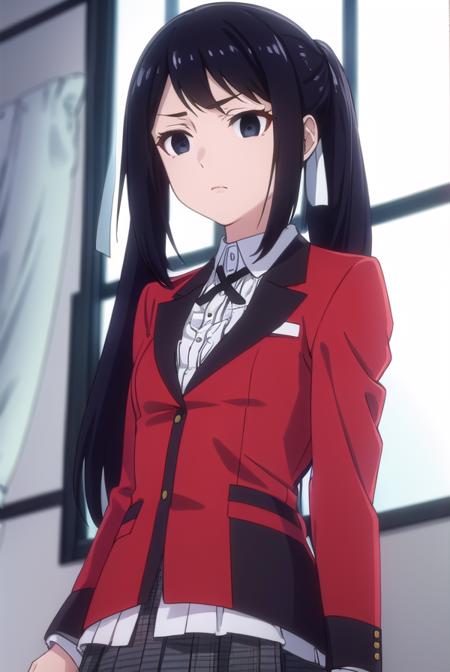 sayakaigarashi, <lora:sayaka igarashi s2-lora-nochekaiser:1>,
sayaka igarashi, long hair, black hair, hair ribbon, ponytail, (black eyes:1.5), empty eyes, side ponytail,
BREAK skirt, shirt, school uniform, jacket, white shirt, pleated skirt, collared shirt, black skirt, blazer, (red jacket:1.5),
BREAK indoors, classroom,
BREAK looking at viewer, (cowboy shot:1.5),
BREAK <lyco:GoodHands-beta2:1>, (masterpiece:1.2), best quality, high resolution, unity 8k wallpaper, (illustration:0.8), (beautiful detailed eyes:1.6), extremely detailed face, perfect lighting, extremely detailed CG, (perfect hands, perfect anatomy),