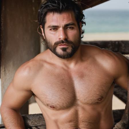 1boy, age 40 years, beauty face focus, Thiago Lacerda, <lora:Thiago Lacerda:1>, realistic, photograph, beard, body muscled