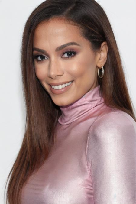 Photo of l4r1554n1t4 woman, pink turtleneck blouse, smiling