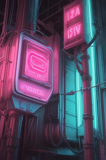 gorgeous neon diamond, pink, blue, neon, steampunk,