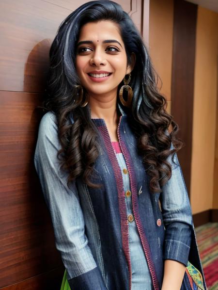 hires full body photo of a thin mipa woman,  realistic skin texture, looking  at camera, solo, colorful (kurta, Jeans:1.2), smiling, in hotel lobby, beautiful bokeh   <lora:mipa_Mithila_Palkar_SD15_LoHa:0.8>