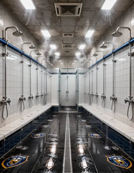 stadium communal shower room pony