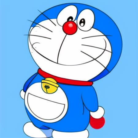 <lora:Doraemon-V1:1.0>,a cartoon character with a blue background and a red nose and a red nose and a blue background with a cartoon character with a red nose and a blue background and a red nose and a, aqua_background, blue_background, blue_sky, blue_theme, full_body, simple_background, sky,  "a cartoon character with a blue outfit and a red nose and a yellow bell around his neck and a red nose",