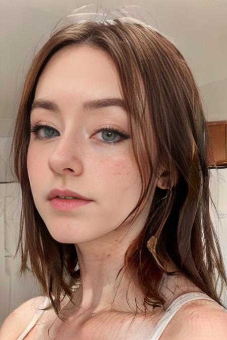 A photo of a 18 years  sexy brown hair girl, Amiller, blue eyes, beautiful face, <lora:Amiller-000023:0.8>, pale skin, perfect face,  detailed facial features, textured skin,  realistic, detailed, (wrinkles, blemishes, folds, moles, viens, pores, skin imperfections:1.1), highly detailed glossy eyes,  specular lighting, dslr,  ultra quality