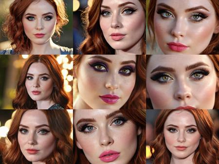 Karen Gillan, (exotic, alluring, sexy), (beautiful gorgeous face, shaped face), (detailed pupils:1), (crystal clear eyes:1.2), (dark eyeshadows:2), (black eyeliners:1), (blush cheeks:0.8), (lipstick:0.8, lipgloss:0.8), (full lips:1.2), (pouty lips:1.2), (freckled skin:1), (oily tan skin:1), smirk, smile, ((masterpiece)), (high quality), (Ultra-HD), (high-resolution), (4k, 8k, 16k), (epic), (insanely detailed:1), (hyper-realistic:1), (HDR, vivid colors, colorful), (vfx, bokeh), (volumetric lighting, global illumination, ray tracing:1), absurdres, RAW, award winning photography, professional film photography, film photography:1.2, photorealistic, depth of field, shallow focus, shallow focus, (cinematic lighting:1), (cinematic film photography:1.2)