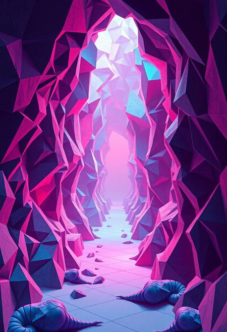exaggerated curves, psychedelic tones, unsettling, (polished:-1.3), (disjointed anatomy:-1.3), minimal details, intersecting planes of distorted reality, interlocking polygonal patterns, sharp and jagged structures, (low quality:-1.2), high resolution, stark lighting from unknown sources, infinite geometry, (ugly:-1.3), photorealism, saturated hues, raw, non-euclidean space, vibrant, angular geometric forms, fractal patterns in the environment, fragmented reality, sculptural appearance, (bad composition:-1.3), (smooth surfaces:-1.4), (blurry:-1.2),worm, distorted space-time, (overly ornate:-1.5), (cartoonish:-1.1), intricate fractal structures, fractured space, neon glow, (soft lighting:-1.2), (emphasis on non-euclidean geometry:1.6), dystopian vibe, (noisy:-1.1), rigid geometric structure, primal aesthetic, brutal edges, (overloaded multichromatic colors:1.6), impossible geometry, recursive shapes, multichromatic colors